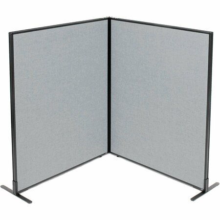 INTERION BY GLOBAL INDUSTRIAL Interion Freestanding 2-Panel Corner Room Divider, 48-1/4inW x 60inH Panels, Gray 695031GY